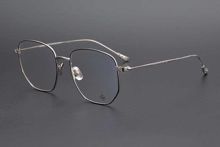 BONE PRONE Chrome Hearts Style Oversized Titanium Glasses – Lightweight Polygon Optical Frame for Men & Women, Blue Light Blocking Eyeglasses - HP eyeglasses