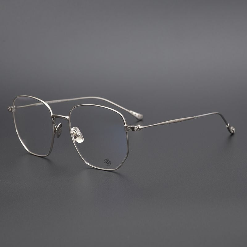 BONE PRONE Chrome Hearts Style Oversized Titanium Glasses – Lightweight Polygon Optical Frame for Men & Women, Blue Light Blocking Eyeglasses - HP eyeglasses