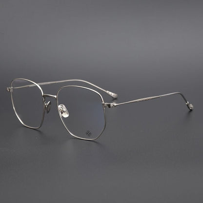BONE PRONE Chrome Hearts Style Oversized Titanium Glasses – Lightweight Polygon Optical Frame for Men & Women, Blue Light Blocking Eyeglasses - HP eyeglasses