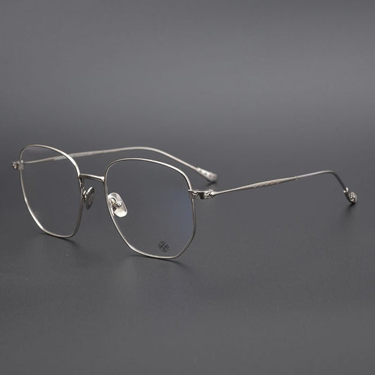 BONE PRONE Chrome Hearts Style Oversized Titanium Glasses – Lightweight Polygon Optical Frame for Men & Women, Blue Light Blocking Eyeglasses - HP eyeglasses