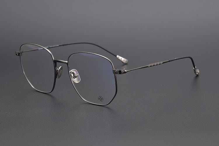 BONE PRONE Chrome Hearts Style Oversized Titanium Glasses – Lightweight Polygon Optical Frame for Men & Women, Blue Light Blocking Eyeglasses - HP eyeglasses