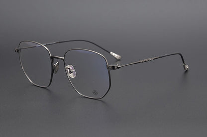 BONE PRONE Chrome Hearts Style Oversized Titanium Glasses – Lightweight Polygon Optical Frame for Men & Women, Blue Light Blocking Eyeglasses - HP eyeglasses