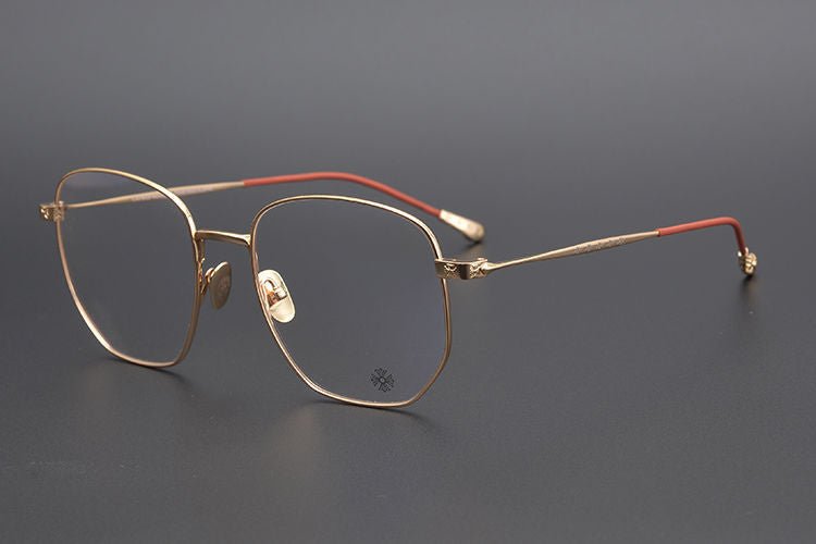 BONE PRONE Chrome Hearts Style Oversized Titanium Glasses – Lightweight Polygon Optical Frame for Men & Women, Blue Light Blocking Eyeglasses - HP eyeglasses