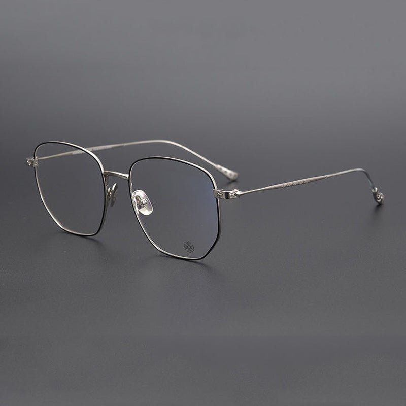 BONE PRONE Chrome Hearts Style Oversized Titanium Glasses – Lightweight Polygon Optical Frame for Men & Women, Blue Light Blocking Eyeglasses - HP eyeglasses
