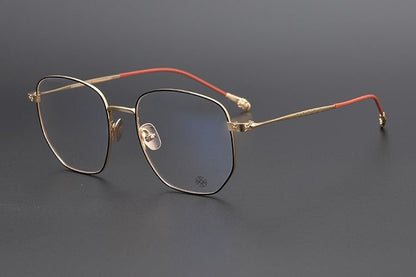 BONE PRONE Chrome Hearts Style Oversized Titanium Glasses – Lightweight Polygon Optical Frame for Men & Women, Blue Light Blocking Eyeglasses - HP eyeglasses