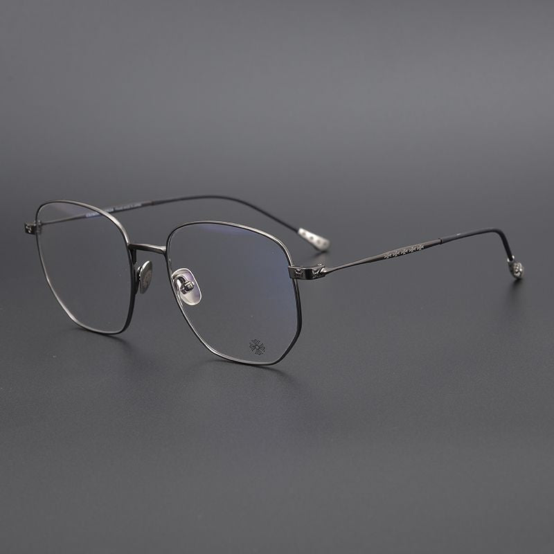 BONE PRONE Chrome Hearts Style Oversized Titanium Glasses – Lightweight Polygon Optical Frame for Men & Women, Blue Light Blocking Eyeglasses - HP eyeglasses