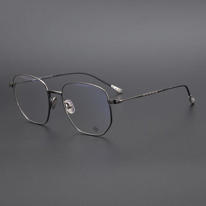 BONE PRONE Chrome Hearts Style Oversized Titanium Glasses – Lightweight Polygon Optical Frame for Men & Women, Blue Light Blocking Eyeglasses - HP eyeglasses