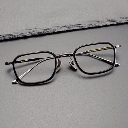 BRADBURY Japanese Retro Square Titanium Glasses - Ultra - Light 17g Full Frame Eyewear - HP eyeglasses