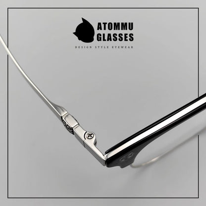 Browline Titanium Eyeglasses with Vintage Engraved Temples | Classic Semi - Rimless Eyewear for Men & Women – EO - 622 - HP eyeglasses