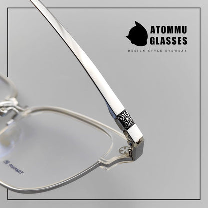 Browline Titanium Eyeglasses with Vintage Engraved Temples | Classic Semi - Rimless Eyewear for Men & Women – EO - 622 - HP eyeglasses