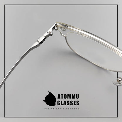 Browline Titanium Eyeglasses with Vintage Engraved Temples | Classic Semi - Rimless Eyewear for Men & Women – EO - 622 - HP eyeglasses