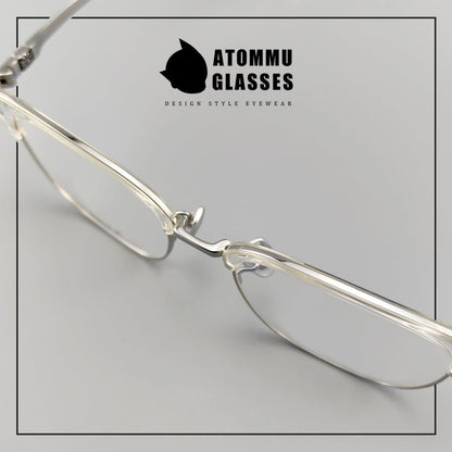 Browline Titanium Eyeglasses with Vintage Engraved Temples | Classic Semi - Rimless Eyewear for Men & Women – EO - 622 - HP eyeglasses