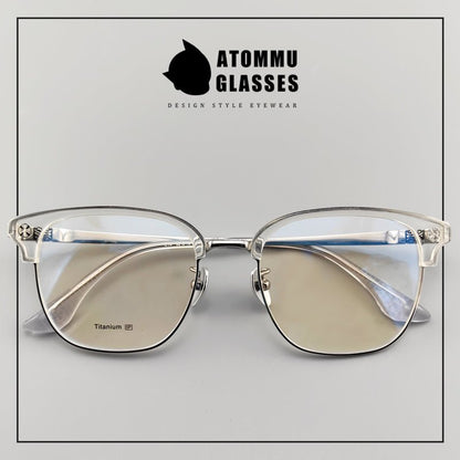 Browline Titanium Eyeglasses with Vintage Engraved Temples | Classic Semi - Rimless Eyewear for Men & Women – EO - 622 - HP eyeglasses