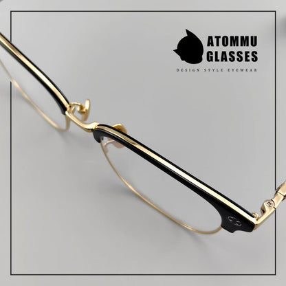 Browline Titanium Eyeglasses with Vintage Engraved Temples | Classic Semi - Rimless Eyewear for Men & Women – EO - 622 - HP eyeglasses