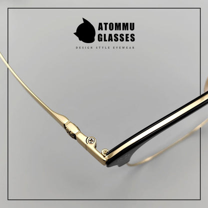 Browline Titanium Eyeglasses with Vintage Engraved Temples | Classic Semi - Rimless Eyewear for Men & Women – EO - 622 - HP eyeglasses