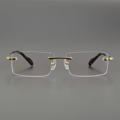 Business Rimless Pure Titanium Optical Glasses with Acetate Temples – Ultra Lightweight, CT8201061 - HP eyeglasses