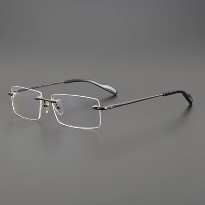 Business Rimless Pure Titanium Optical Glasses with Acetate Temples – Ultra Lightweight, CT8201061 - HP eyeglasses