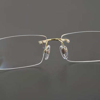 Business Rimless Pure Titanium Optical Glasses with Acetate Temples – Ultra Lightweight, CT8201061 - HP eyeglasses