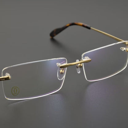 Business Rimless Pure Titanium Optical Glasses with Acetate Temples – Ultra Lightweight, CT8201061 - HP eyeglasses