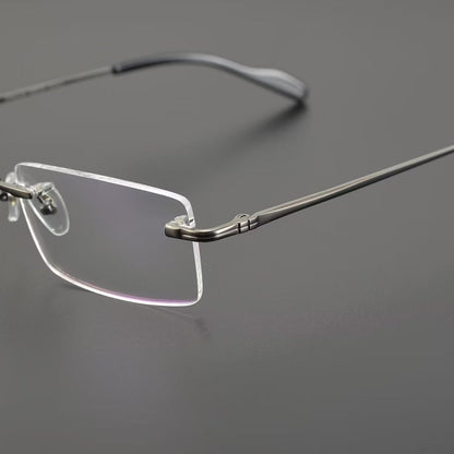 Business Rimless Pure Titanium Optical Glasses with Acetate Temples – Ultra Lightweight, CT8201061 - HP eyeglasses