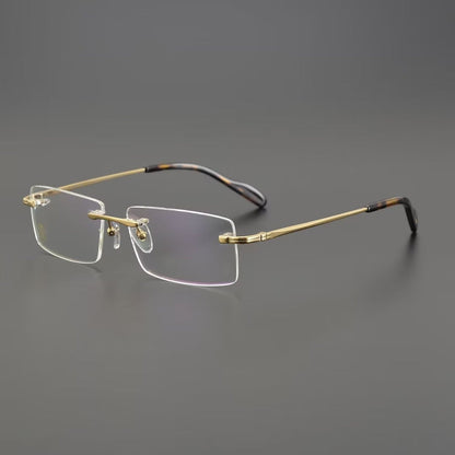 Business Rimless Pure Titanium Optical Glasses with Acetate Temples – Ultra Lightweight, CT8201061 - HP eyeglasses