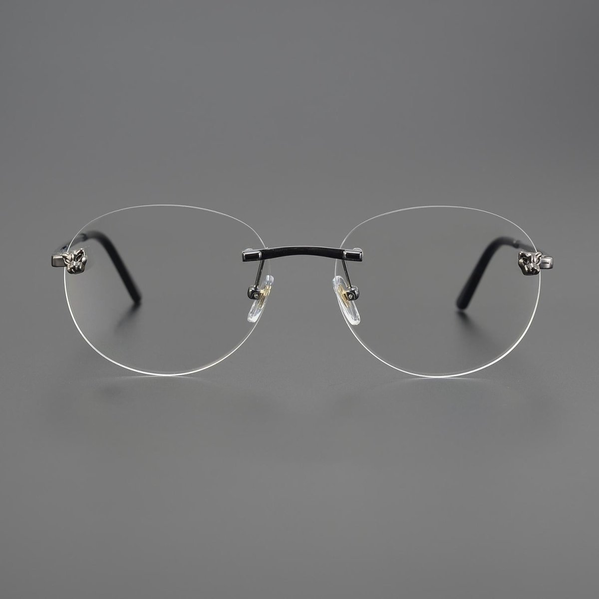 Business Rimless Round Titanium Alloy Glasses with Panther Head Detail – CT0028O - HP eyeglasses