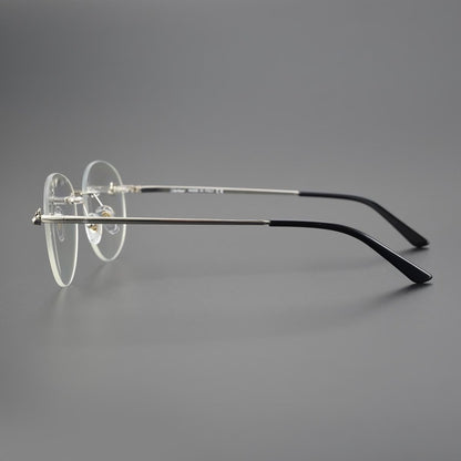 Business Rimless Round Titanium Alloy Glasses with Panther Head Detail – CT0028O - HP eyeglasses
