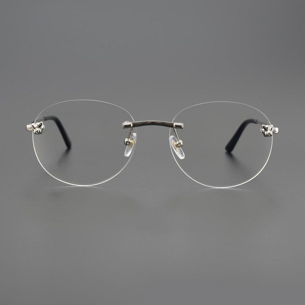 Business Rimless Round Titanium Alloy Glasses with Panther Head Detail – CT0028O - HP eyeglasses