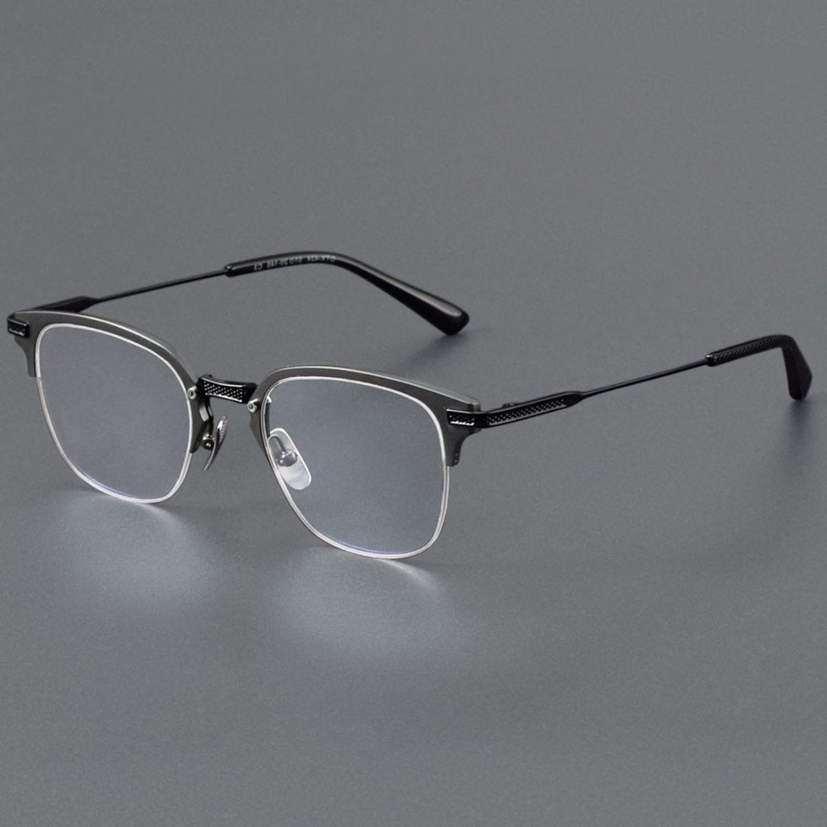 Business Square Pure Titanium Browline Semi - Rimless Glasses Frame for Men – DTX - 424 - HP eyeglasses