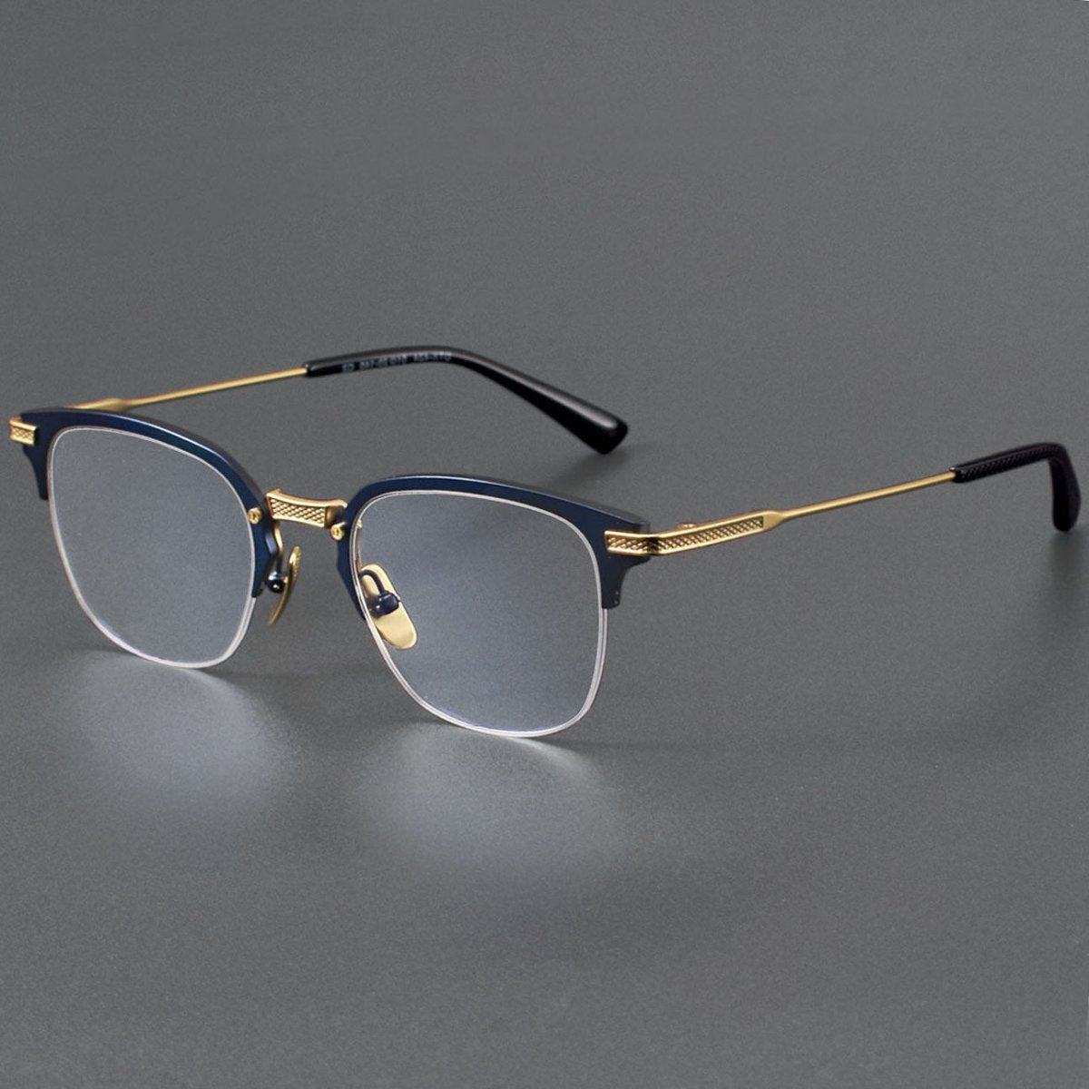 Business Square Pure Titanium Browline Semi - Rimless Glasses Frame for Men – DTX - 424 - HP eyeglasses