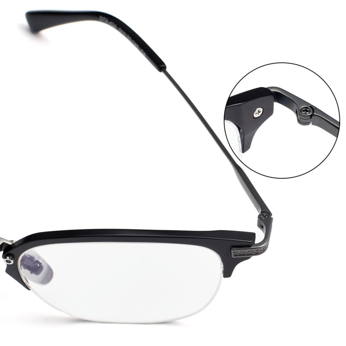 Business Square Pure Titanium Browline Semi - Rimless Glasses Frame for Men – DTX - 424 - HP eyeglasses