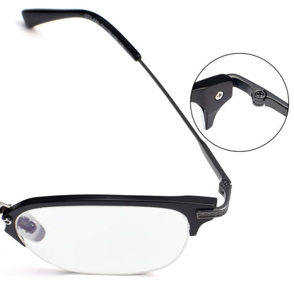 Business Square Pure Titanium Browline Semi - Rimless Glasses Frame for Men – DTX - 424 - HP eyeglasses