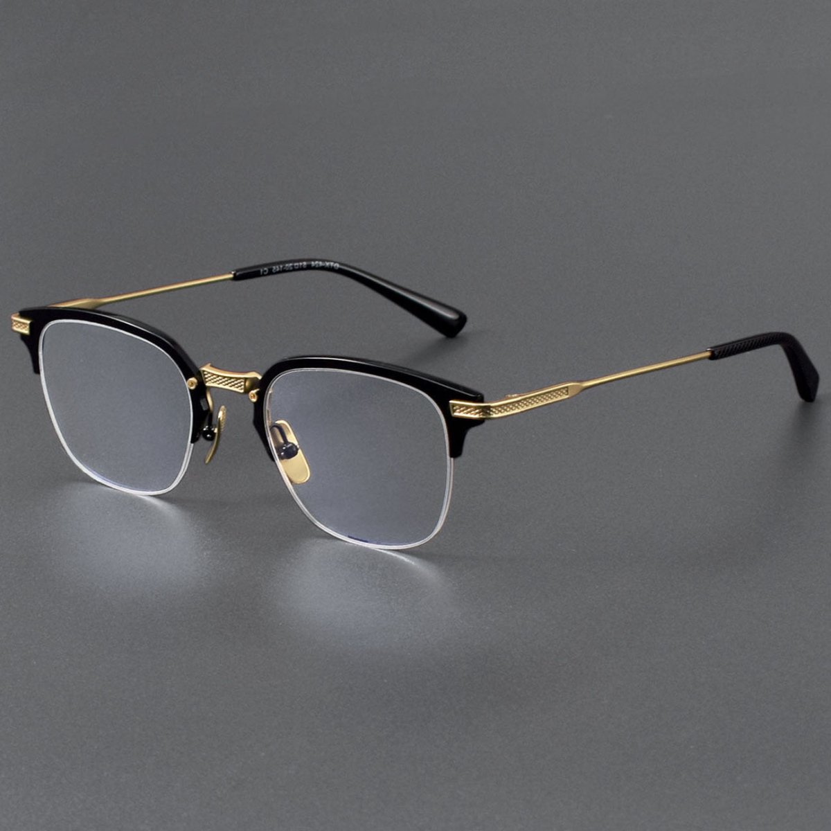 Business Square Pure Titanium Browline Semi - Rimless Glasses Frame for Men – DTX - 424 - HP eyeglasses