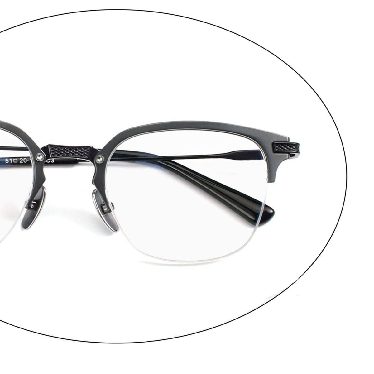 Business Square Pure Titanium Browline Semi - Rimless Glasses Frame for Men – DTX - 424 - HP eyeglasses