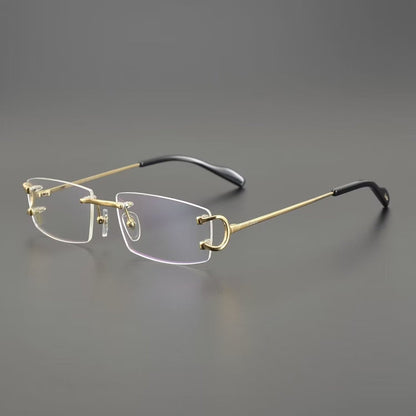 Business Style Rimless Pure Titanium Prescription Glasses with Acetate Temples – CT00920 - HP eyeglasses
