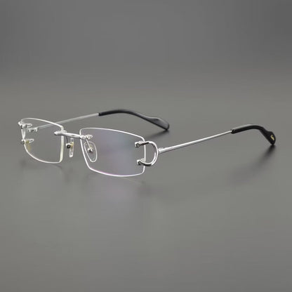 Business Style Rimless Pure Titanium Prescription Glasses with Acetate Temples – CT00920 - HP eyeglasses