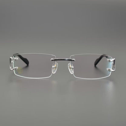 Business Style Rimless Pure Titanium Prescription Glasses with Acetate Temples – CT00920 - HP eyeglasses