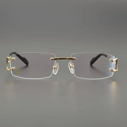 Business Style Rimless Pure Titanium Prescription Glasses with Acetate Temples – CT00920 - HP eyeglasses