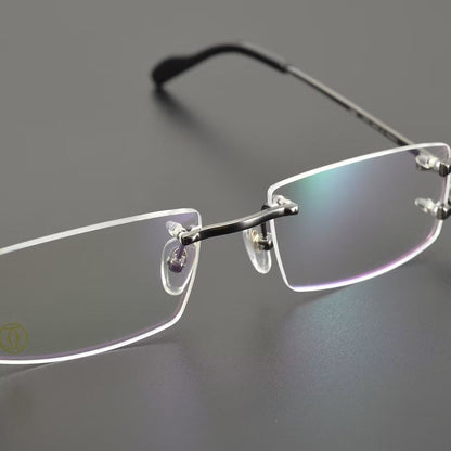 Business Style Rimless Pure Titanium Prescription Glasses with Acetate Temples – CT00920 - HP eyeglasses