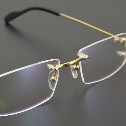 Business Style Rimless Pure Titanium Prescription Glasses with Acetate Temples – CT00920 - HP eyeglasses