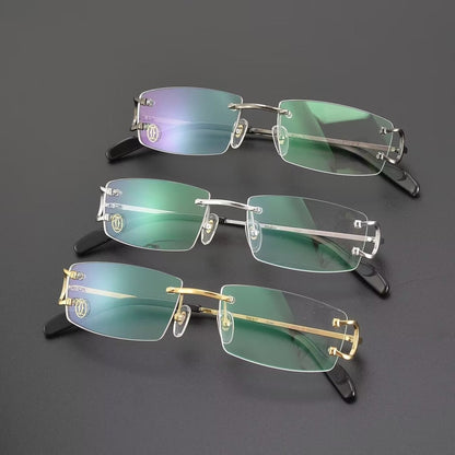 Business Style Rimless Pure Titanium Prescription Glasses with Acetate Temples – CT00920 - HP eyeglasses