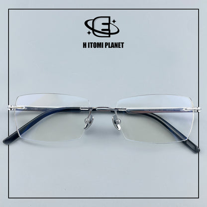 Pure Titanium Rimless Glasses for Men & Women | Ultra-Light Business Prescription Eyeglasses EO-6001