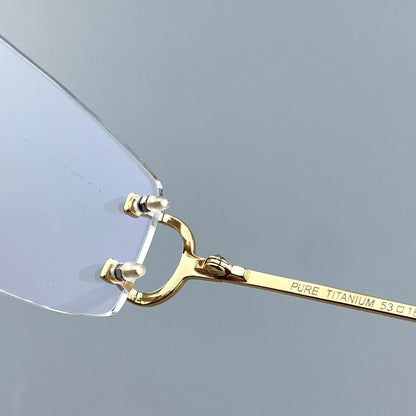 Cartier - style Business Style Rimless Pure Titanium Prescription Glasses with Acetate Temples – CT00920 - HP eyeglasses