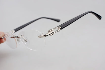 Cartier - Style Pure Titanium Oval Rimless Glasses Designer Vintage Optical Frame for Men & Women – CT0455OJ - HP eyeglasses