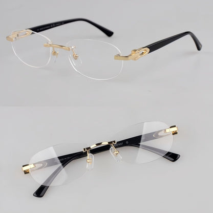 Cartier - Style Pure Titanium Oval Rimless Glasses Designer Vintage Optical Frame for Men & Women – CT0455OJ - HP eyeglasses