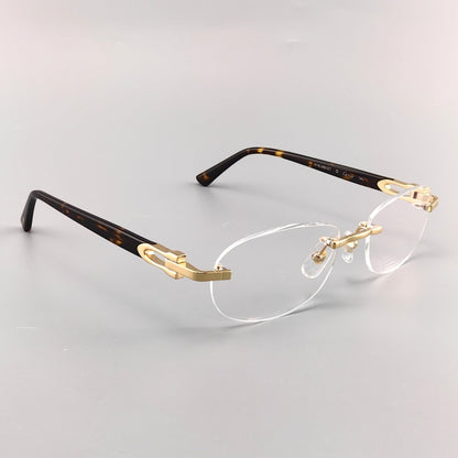 Cartier - Style Pure Titanium Oval Rimless Glasses Designer Vintage Optical Frame for Men & Women – CT0455OJ - HP eyeglasses