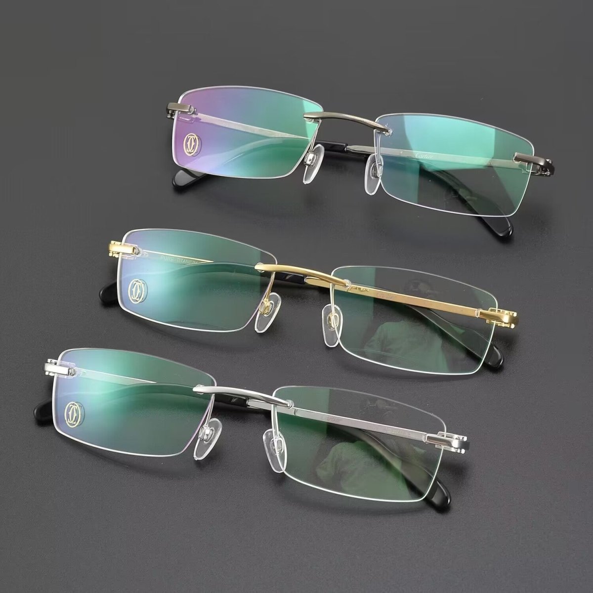 Cartier - Style Pure Titanium Rimless Business Glasses Frame with Acetate Temples – 3139988 - HP eyeglasses