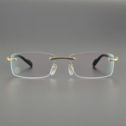 Cartier - Style Pure Titanium Rimless Business Glasses Frame with Acetate Temples – 3139988 - HP eyeglasses