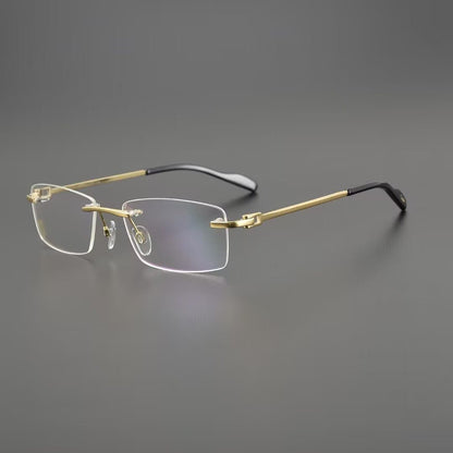 Cartier - Style Pure Titanium Rimless Business Glasses Frame with Acetate Temples – 3139988 - HP eyeglasses