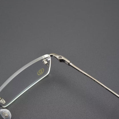 Cartier - Style Pure Titanium Rimless Business Glasses Frame with Acetate Temples – 3139988 - HP eyeglasses
